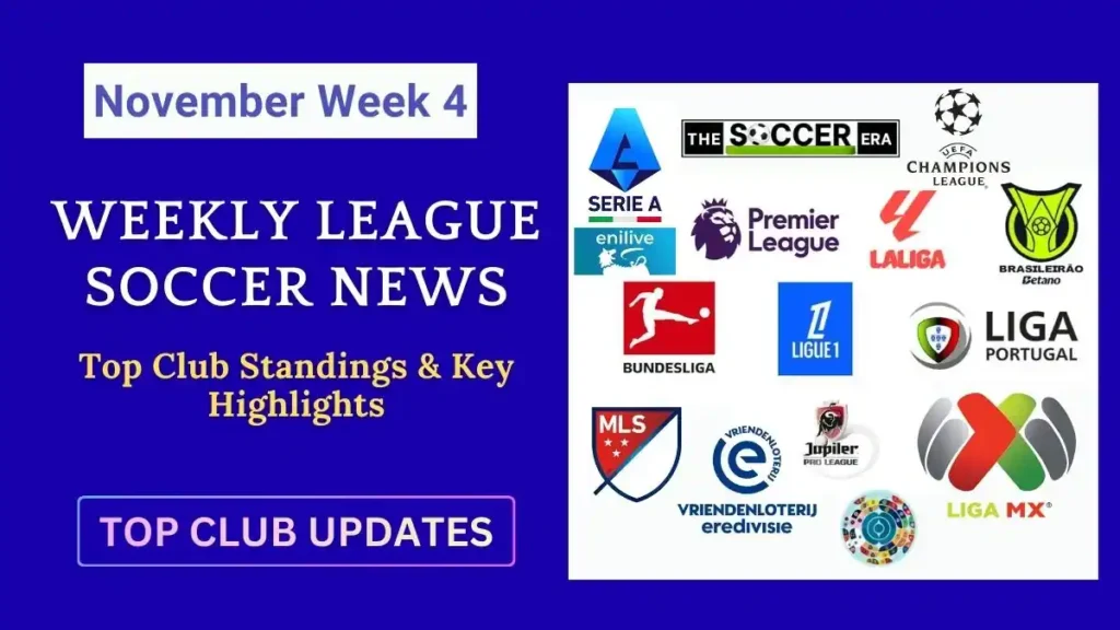 Weekly League Soccer News – Week 4 November Top 10 Club Standings & Key Highlights