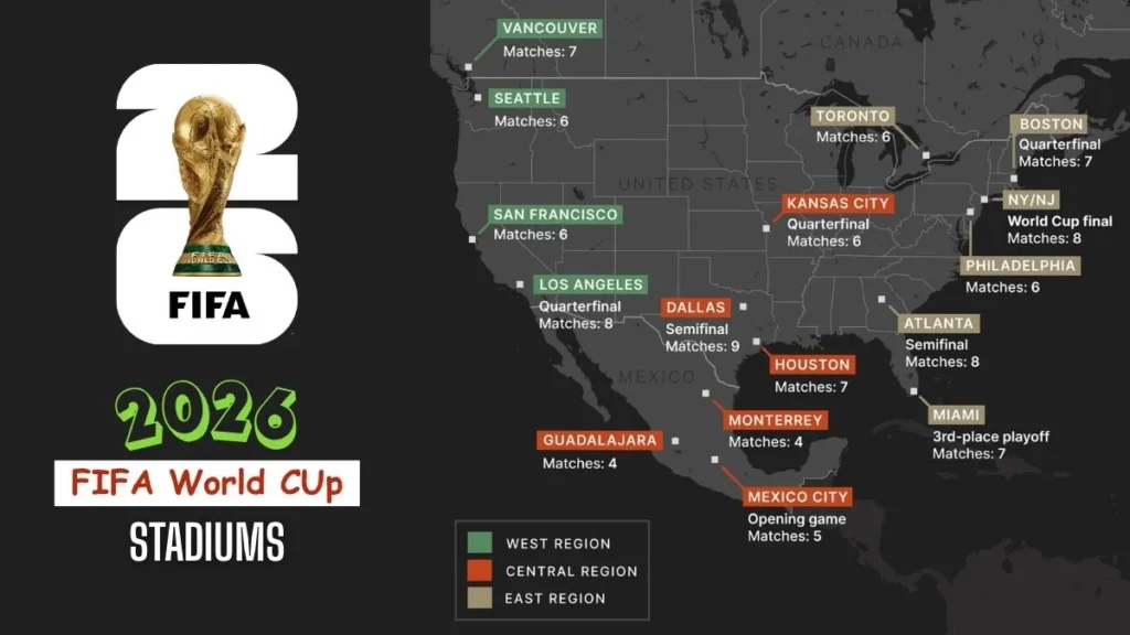2026 FIFA World Cup Stadiums Western, Central, and Eastern Regions