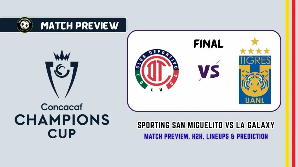 2026 CONCACAF Champions League Final Toluca vs Tigres UANL Soccer Match, team news, H2H, lineups, and prediction