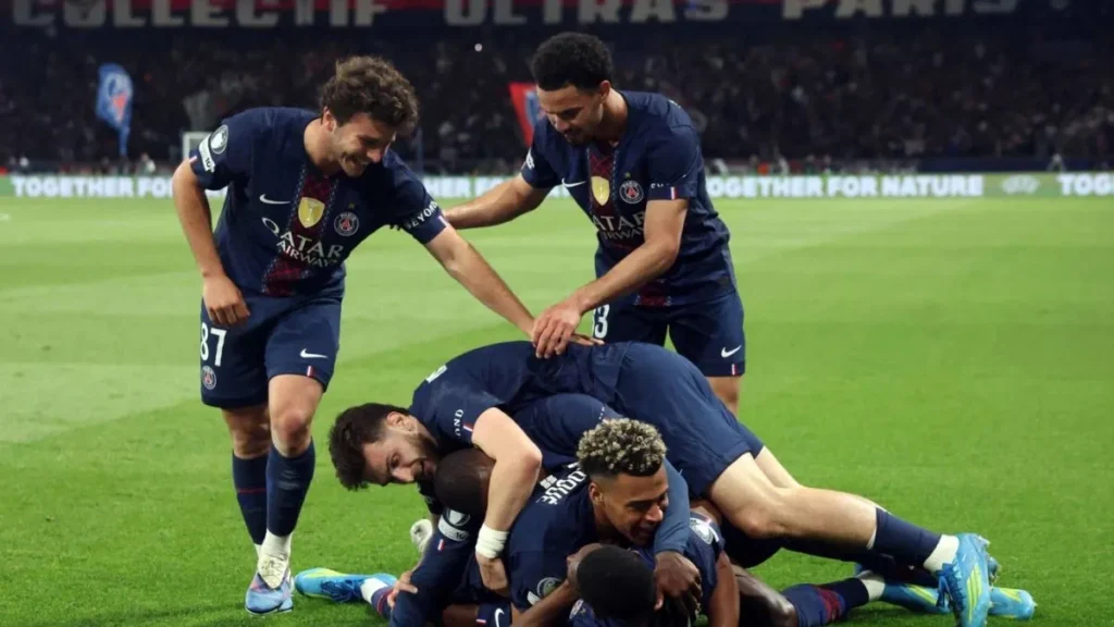 Paris Saint-Germain celebration after winning the match
